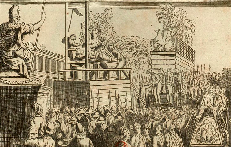 imagen de la ejecución del líder de los Girondinos