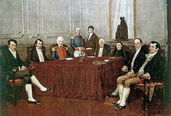 pintura de los Integrantes de la Primera Junta de Gobierno