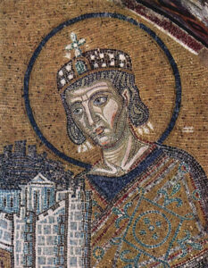 Mosaico bizantino que representa al emperador Constantino. 